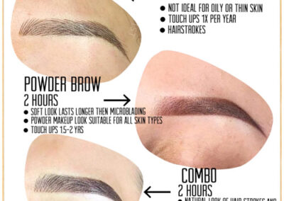 microblading, powder brow, and combo